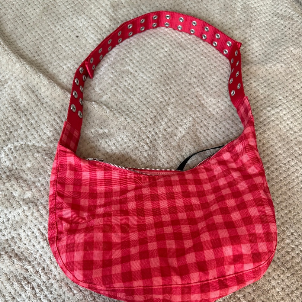BAGGU X MOLLY GODDARD Pink Checkered & Stud Medium Nylon Cresent Bag